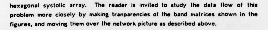 A scanned passage from the 1978 paper: 'The reader is invited to study the data flow of this problem more closely by making transparencies of the band matrices shown in the figures, and moving them over the network picture as described above.'
