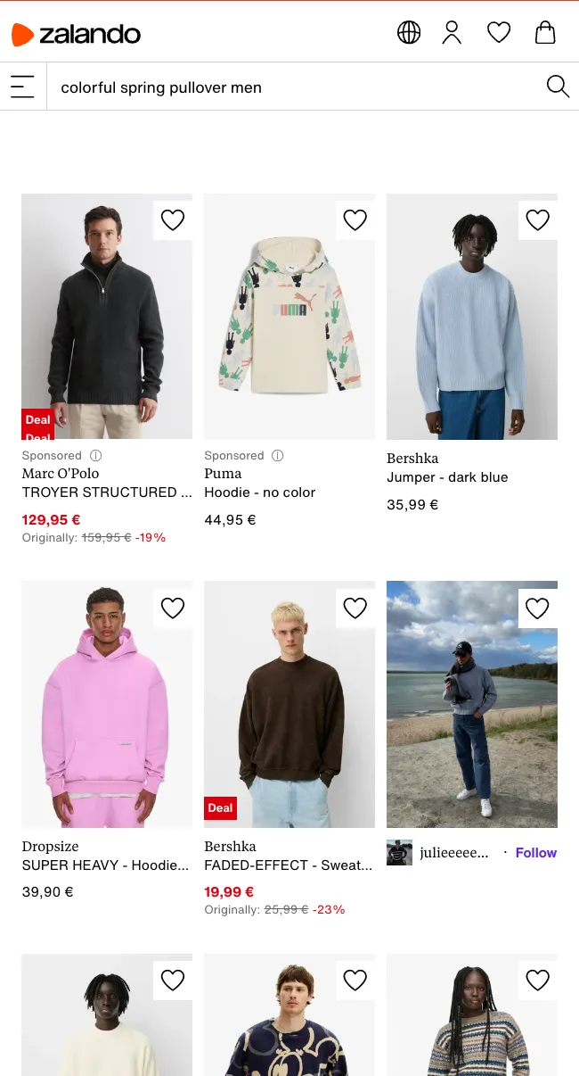 Zalando search results